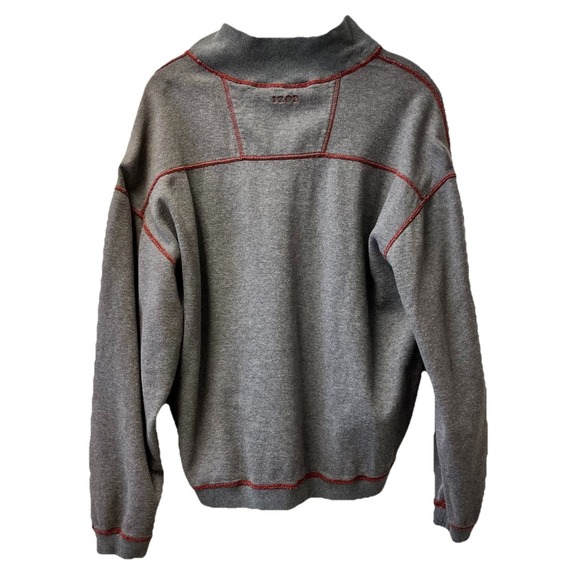 IZOD Mens Sweater Sz L Red Gray Reversible 1/4 Zip Mock Neck Pullover Sweatshirt - Picture 3 of 7